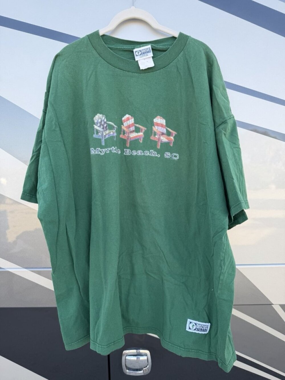 Vintage Y2K  Discus Myrtle Beach South Carolina green adirondacks tshirt 3XL